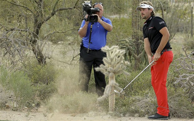 The maestro Dubuisson plays a magical shot from  a cactus during the WGC Accenture Matchplay Championship final in Arizona